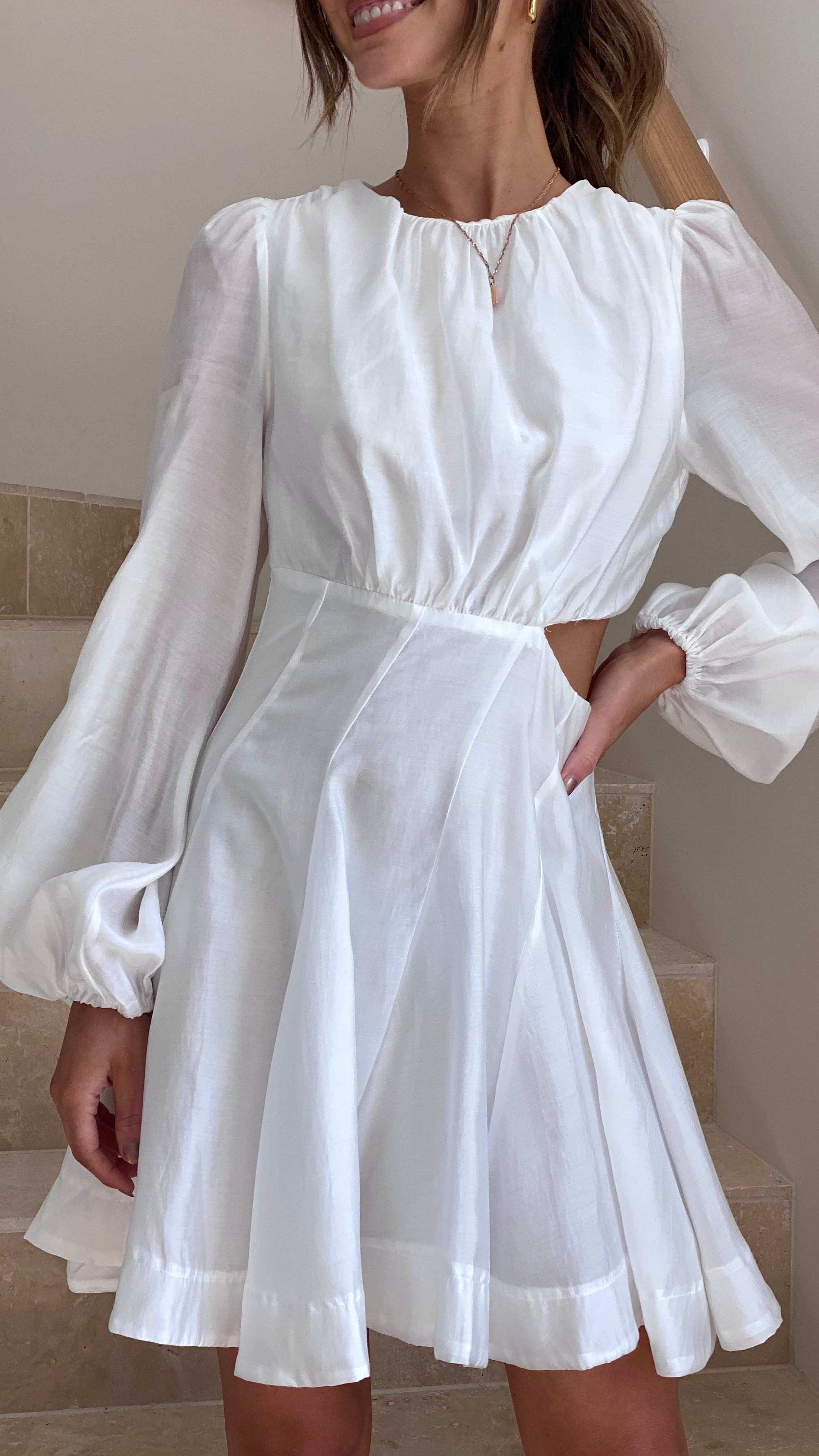 Mishi Mini Dress - White-Sunshines Bliss