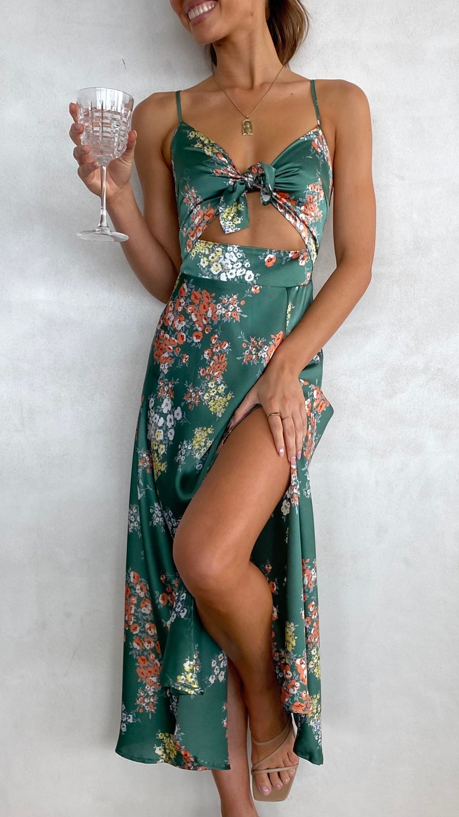Dreamers Midi Dress - Green Floral-Sunshines Bliss