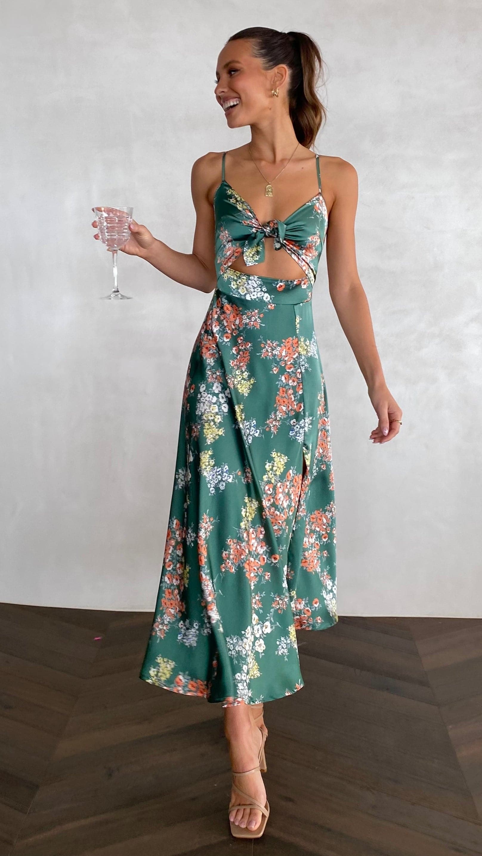 Dreamers Midi Dress - Green Floral-Sunshines Bliss