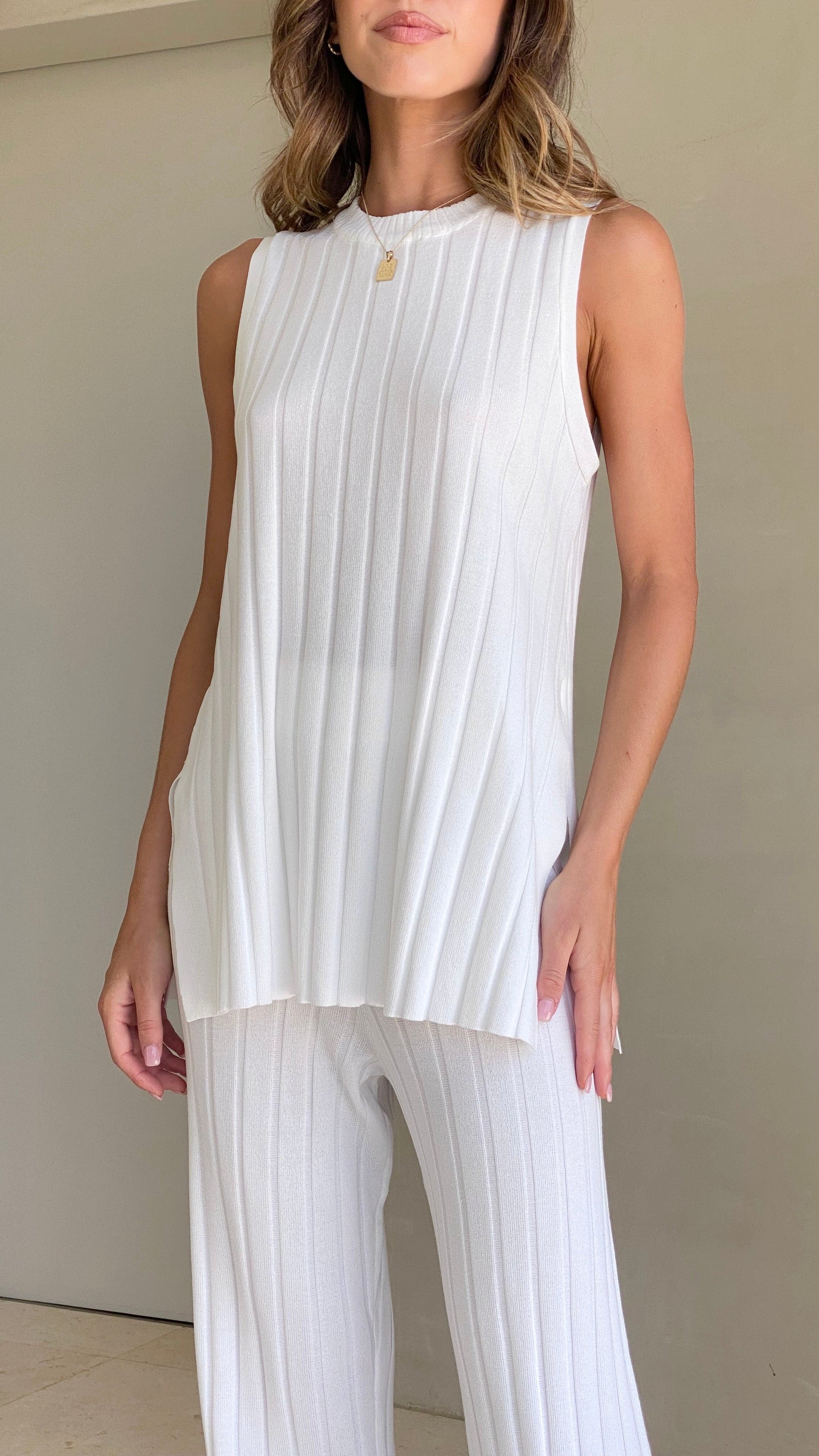 Megan Knit Top - White-Sunshines Bliss
