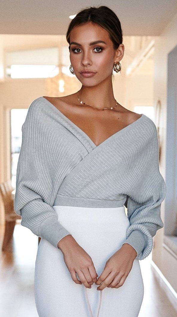 Posse Knit Top - Grey-Sunshines Bliss