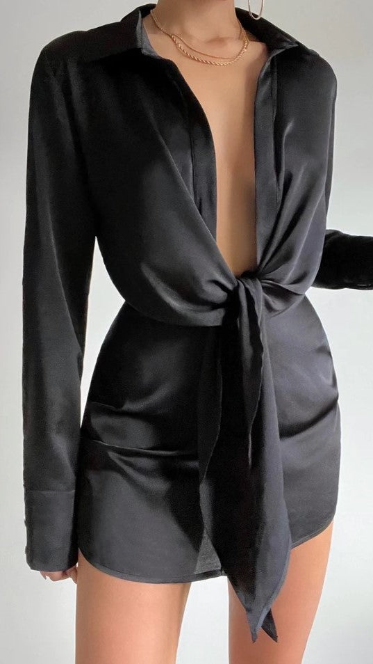 Ruby Shirt Dress - Black-Sunshines Bliss