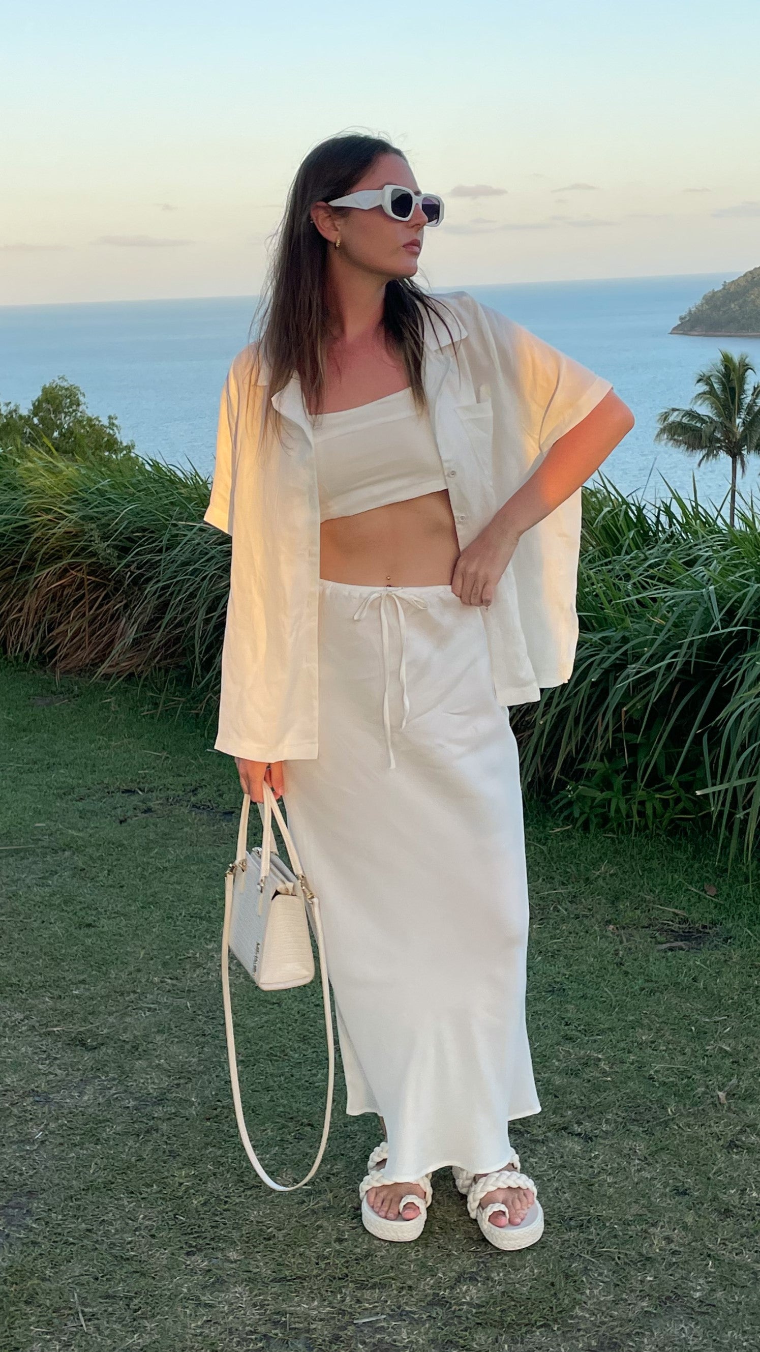 Whitney Button Up Shirt - White-Sunshines Bliss