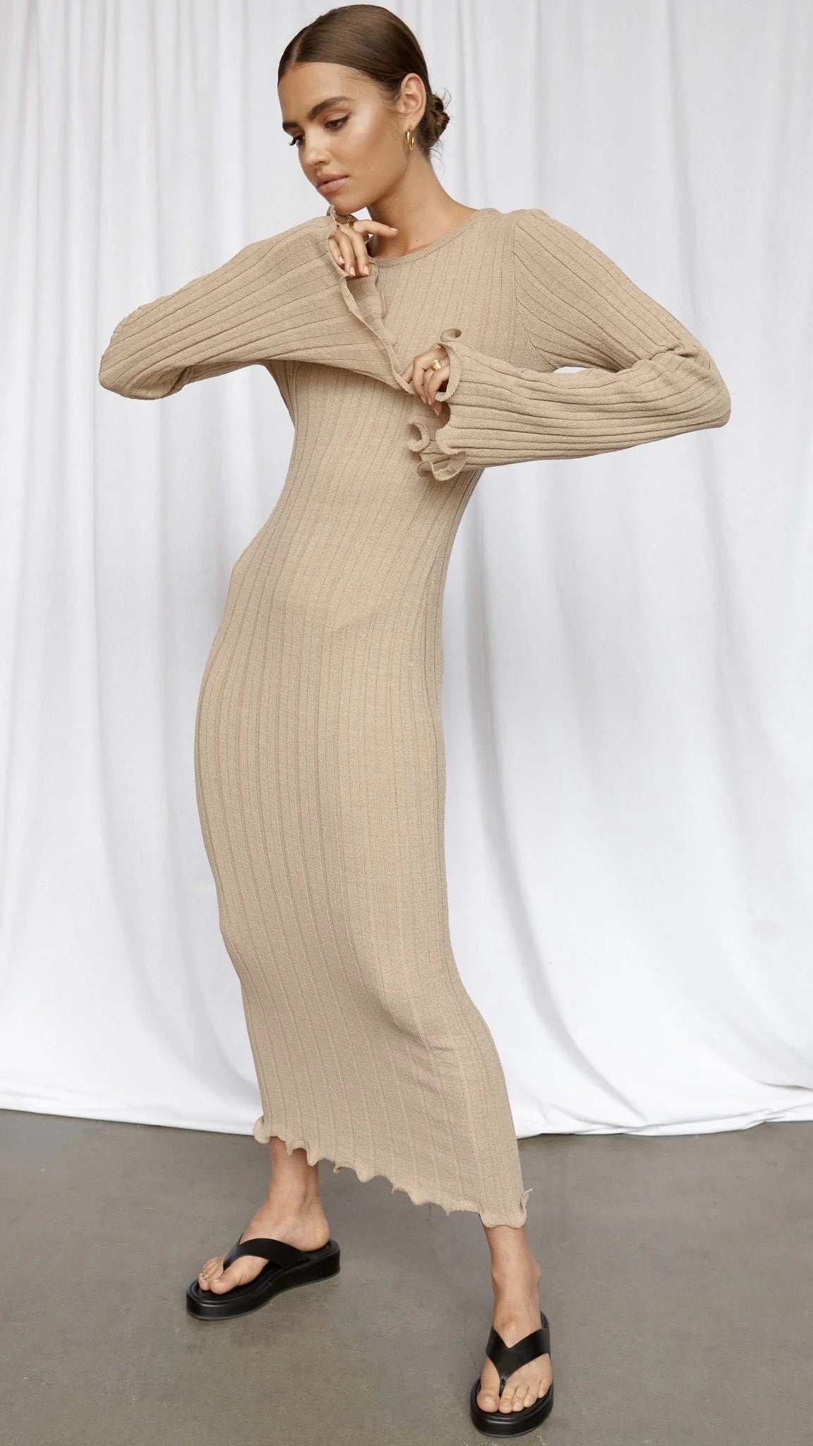 Baha Long Sleeve Dress - Toffee-Sunshines Bliss