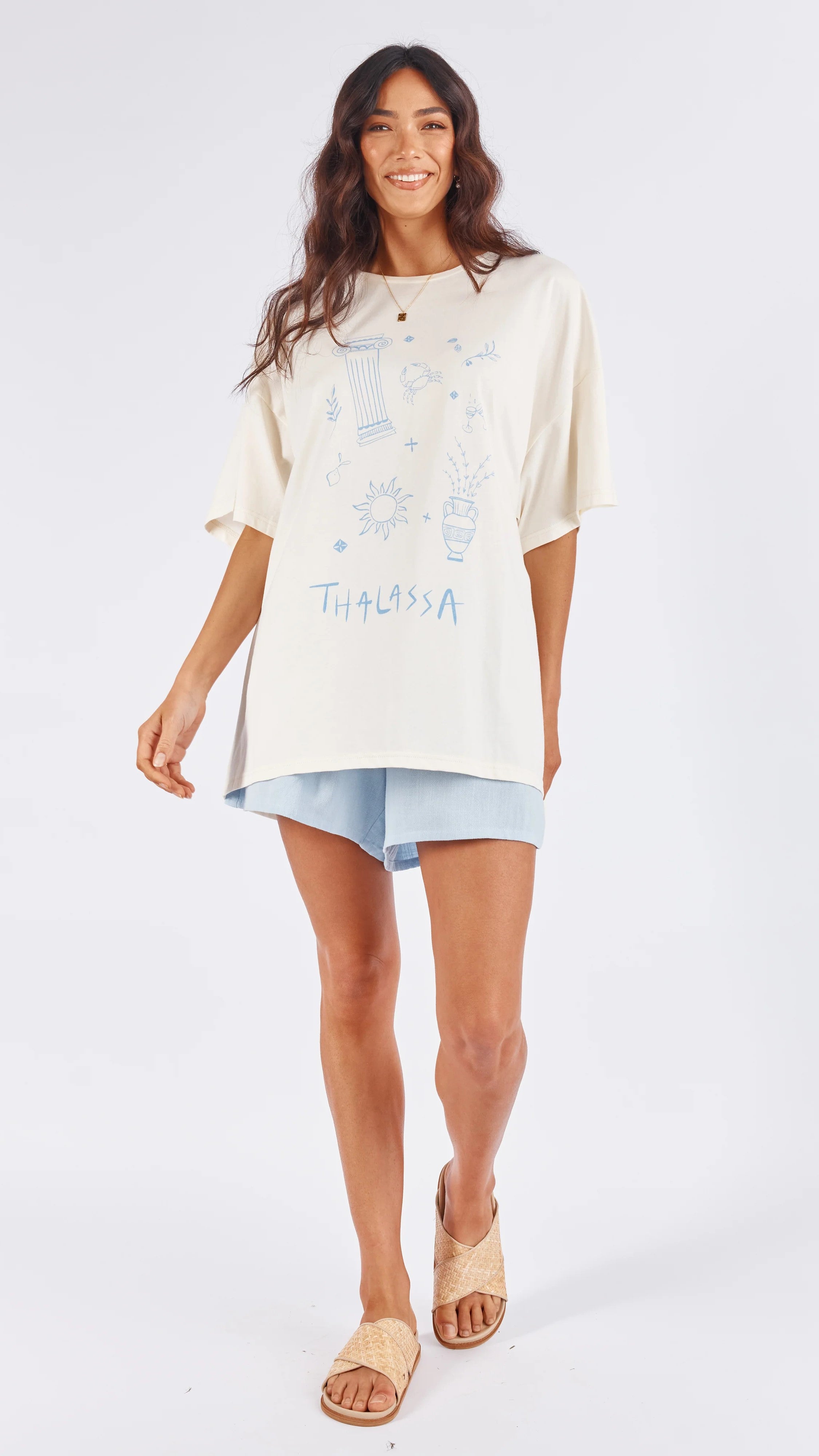 Thalassa Tee - Sea Blue-Sunshines Bliss