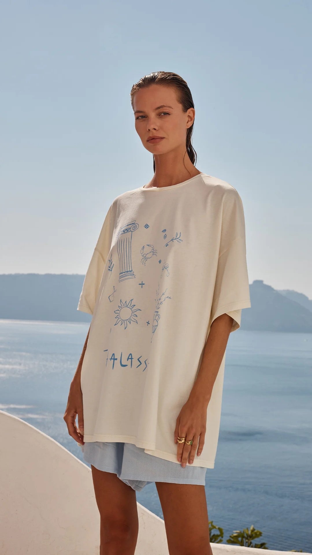 Thalassa Tee - Sea Blue-Sunshines Bliss