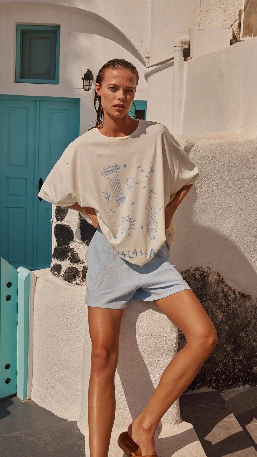 Thalassa Tee - Sea Blue-Sunshines Bliss