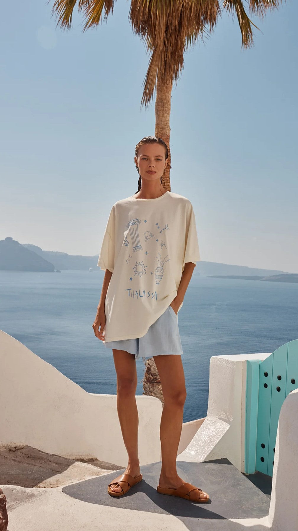 Thalassa Tee - Sea Blue-Sunshines Bliss