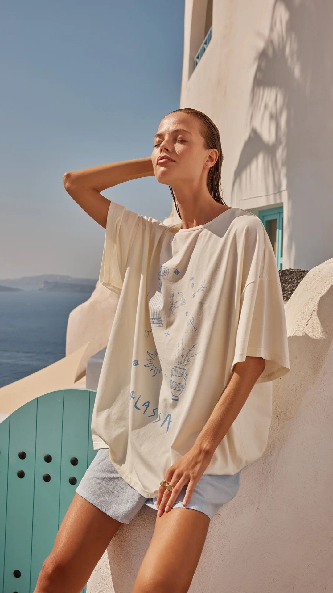 Thalassa Tee - Sea Blue-Sunshines Bliss