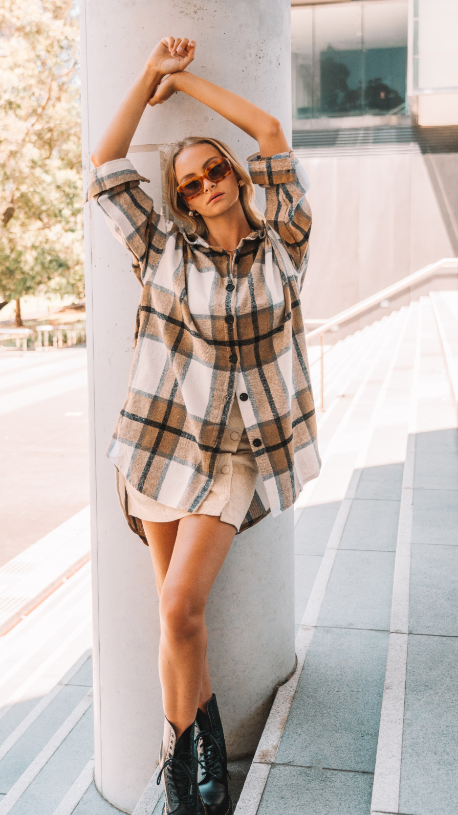 Viktoria Jacket - Tan Check-Sunshines Bliss