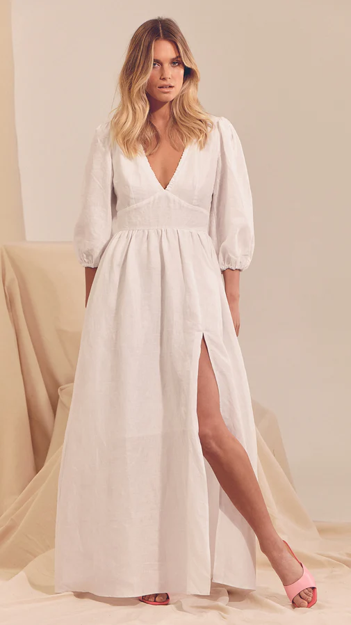 Aura Maxi Dress - White-Sunshines Bliss