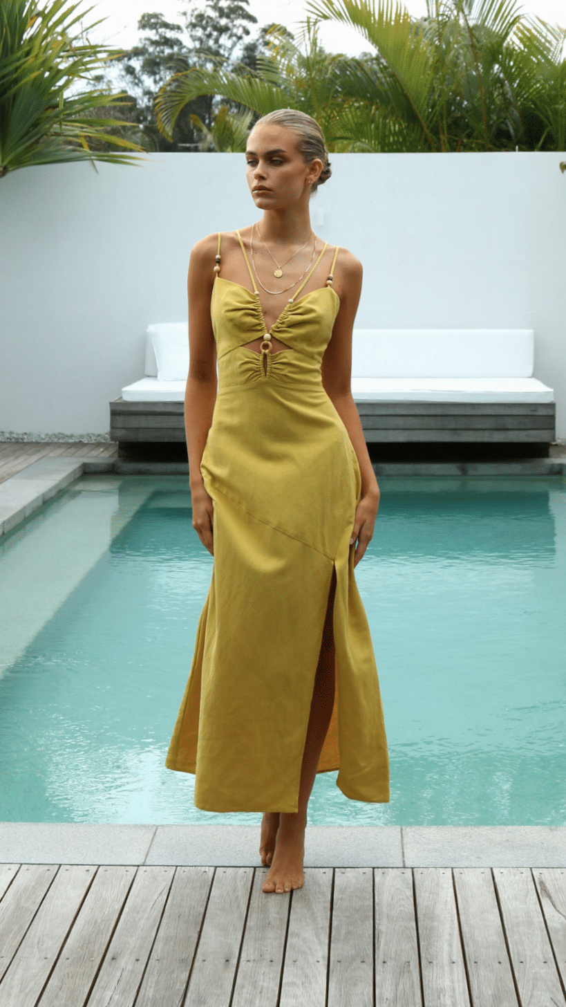 Eilish Midi Dress - Citrus-Sunshines Bliss