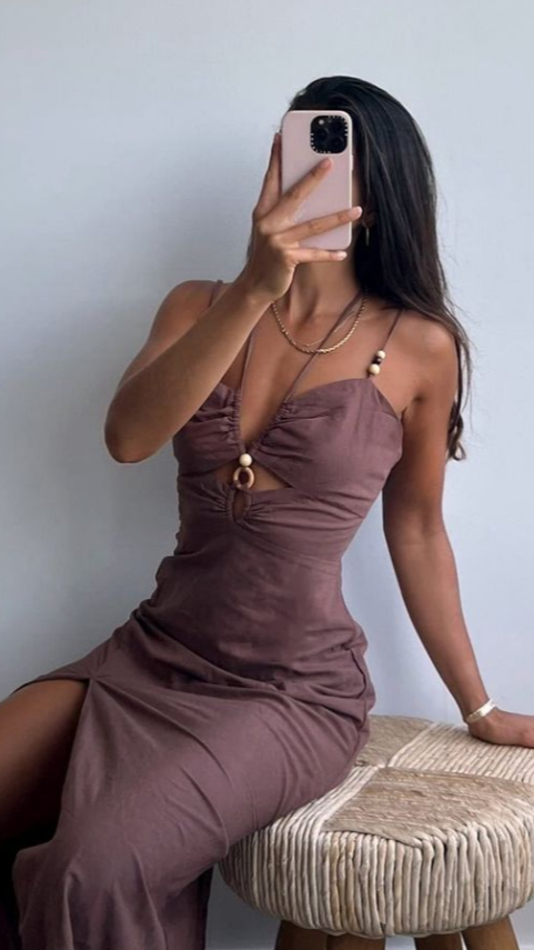 Eilish Midi Dress - Chocolate-Sunshines Bliss