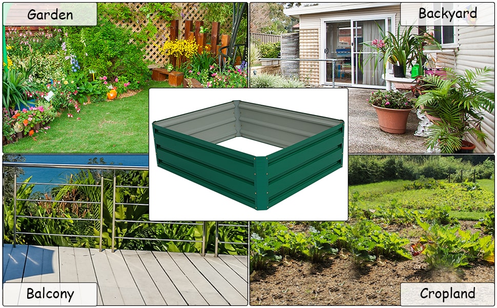 47" L x 35.5" W Metal Raised Garden Bed Vegetable Flower Planter