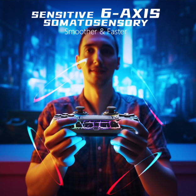 ACE GAMER PLAY Illuminated Wireless Controller for PS4 - Black Cracks