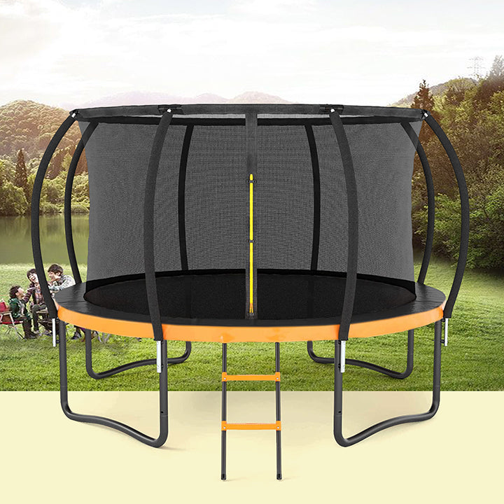 14Ft Outdoor Trampoline With Inner Safety Enclosure Net, Ladder, PVC Spring Cover Padding