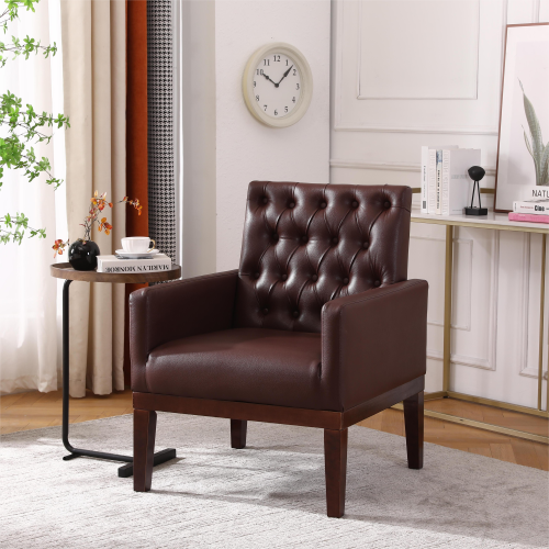 PU Leather Accent Chair, Upholstered Lounge Sofa Armchair