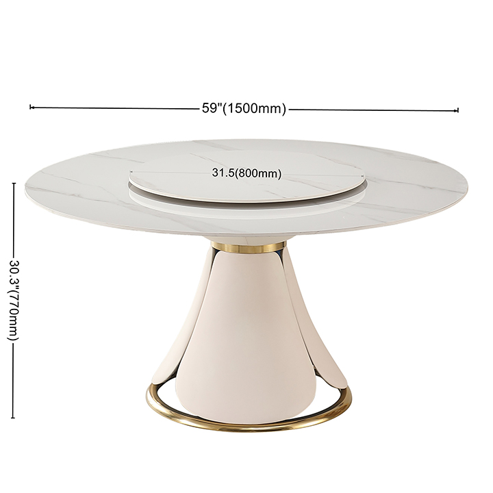 Montary® 59.05" with 31.5" Round Turntable Modern Sintered Stone Wood and Kinzie Pedestal Dining Table with 8 Chairs