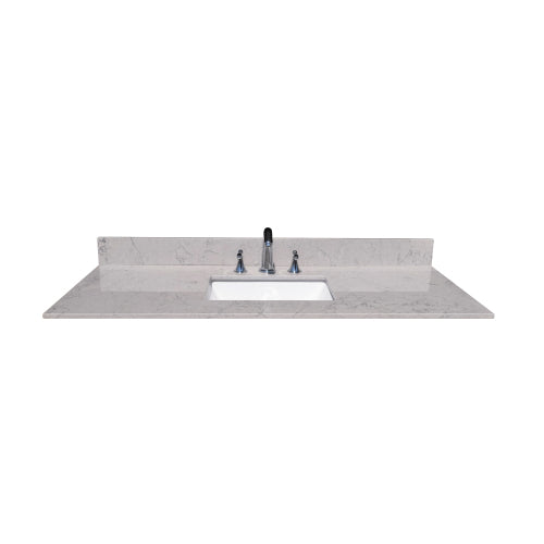 Montary® 49" Bathroom Stone Vanity Top Calacatta Gray Engineered Marble Color with Undermount Ceramic Sink and 3 Faucet Hole with Backsplash