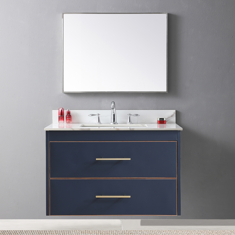 Montary 37" Bathroom Vanity Top Stone Carrara Gold Tops with 3 FaucetHole and Undermount Ceramic Sink