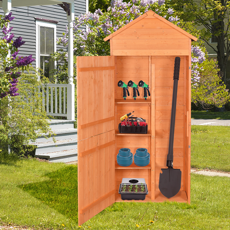 Outdoor Storage Shed - Wood Garden Storage Cabinet