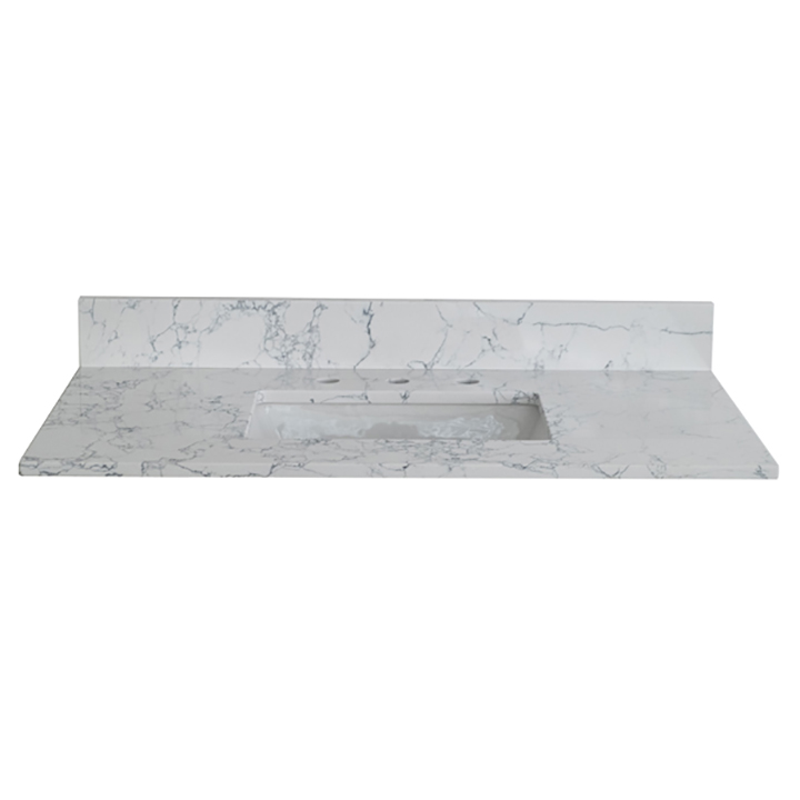 Montary® 43" Bathroom Stone Vanity Top Carrara Jade Engineered Marble Color with Undermount Ceramic Sink and 3 Faucet Hole with Backsplash