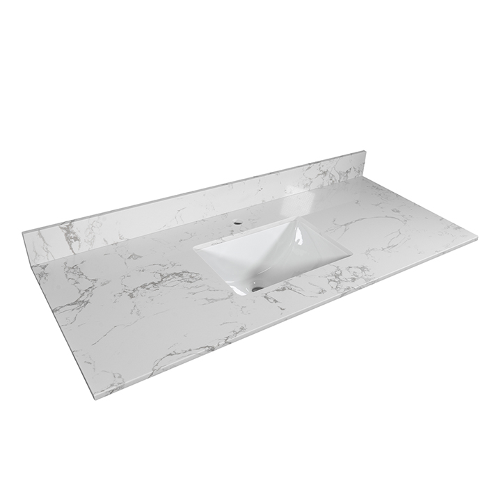 Montary® 43" Carrara White Engineered Stone Vanity Top Backsplash
