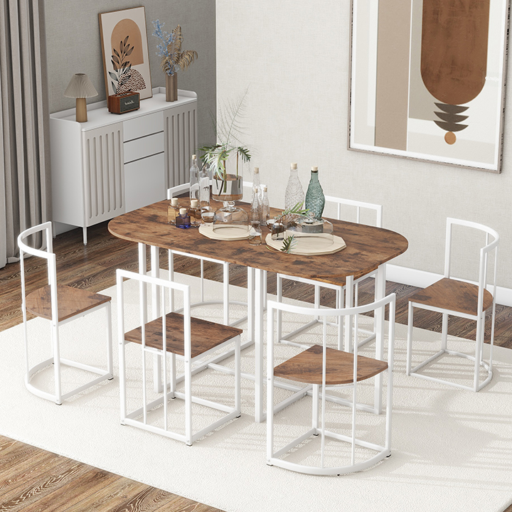 55" Kitchen Table Set Modern 7-Piece Dining Table Set