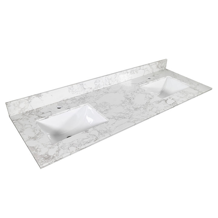 Montary® 61" Carrara White Engineered Stone Vanity Top Backsplash
