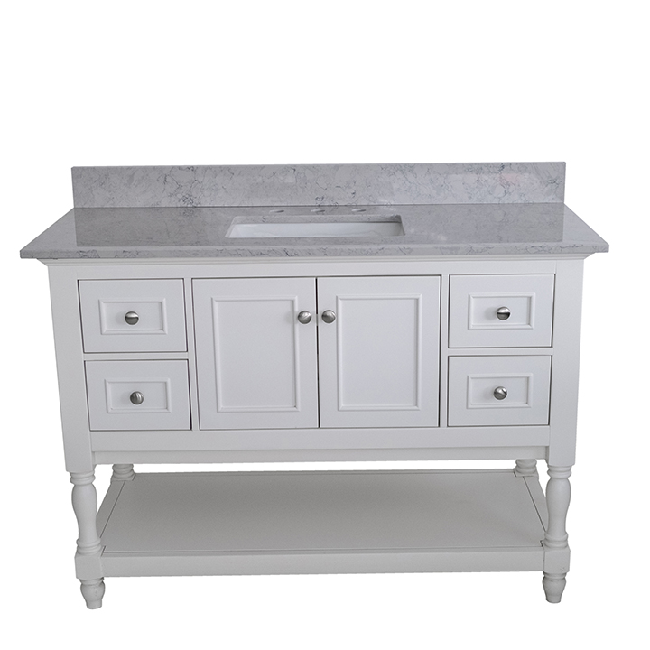 Montary® 43" Bathroom Stone Vanity Top Calacatta Gray Engineered Marble Color with Undermount Ceramic Sink and 3 Faucet Hole with Backsplash