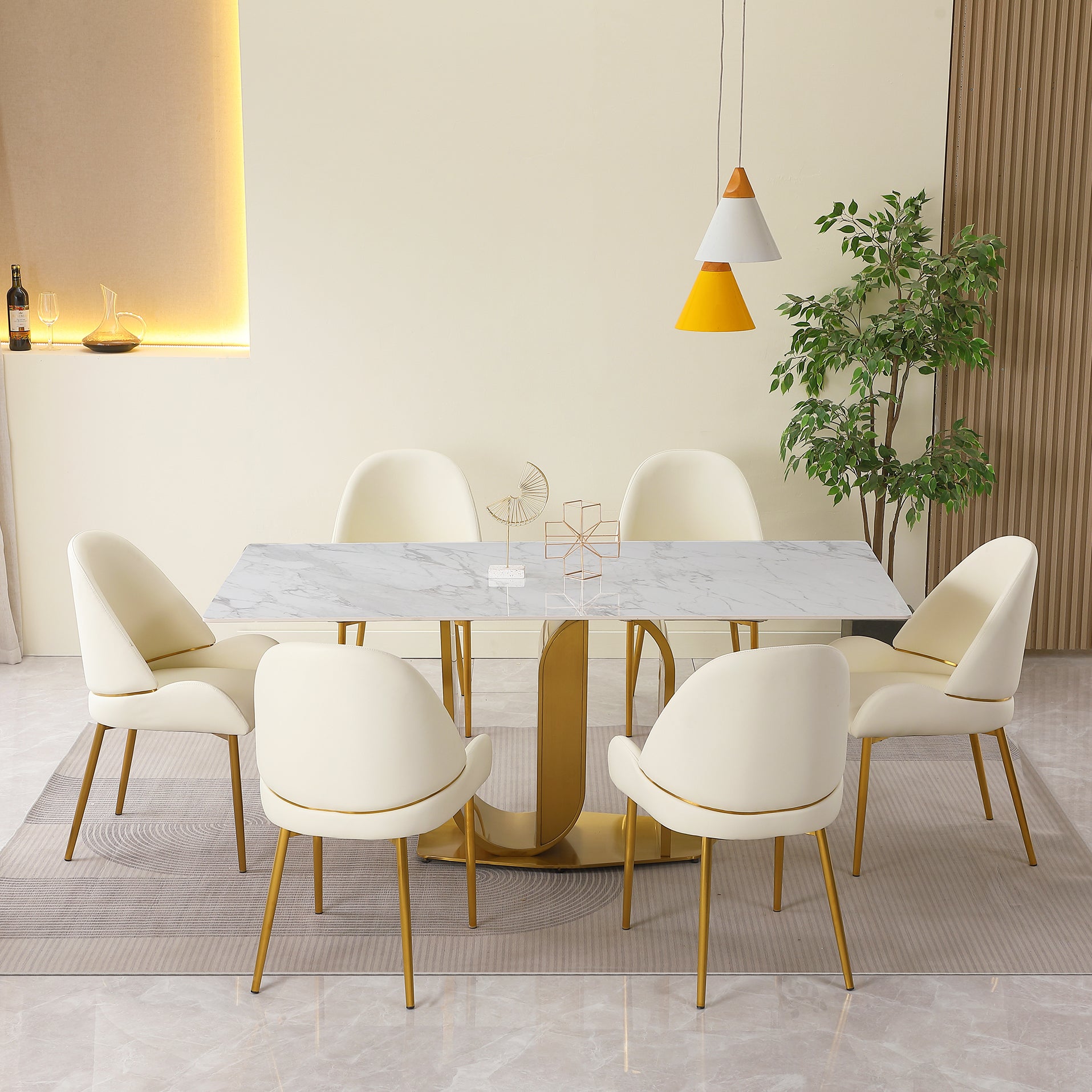 Stone top dining cheap table 6 seater