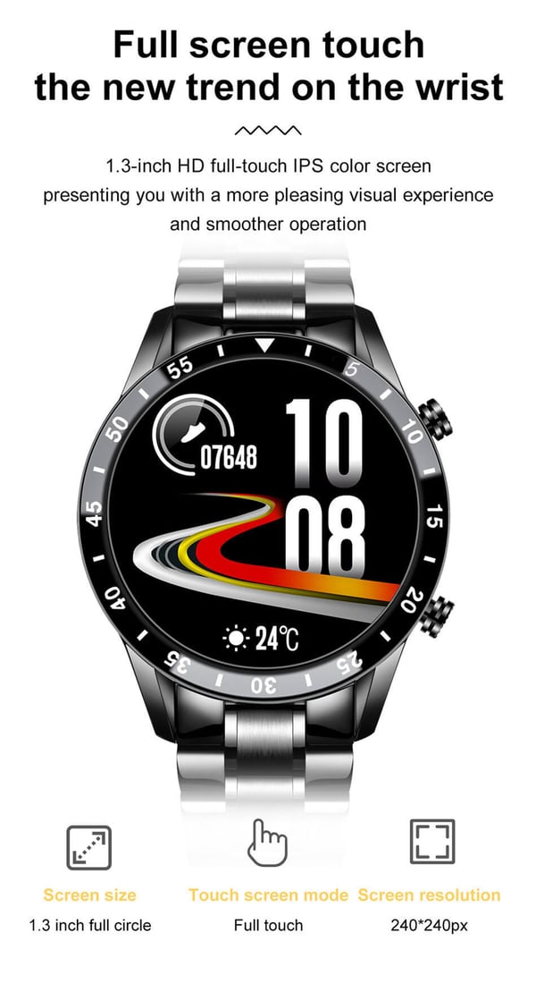 Multifunctional Casual Smart Watch with Bluetooth for Men/Women