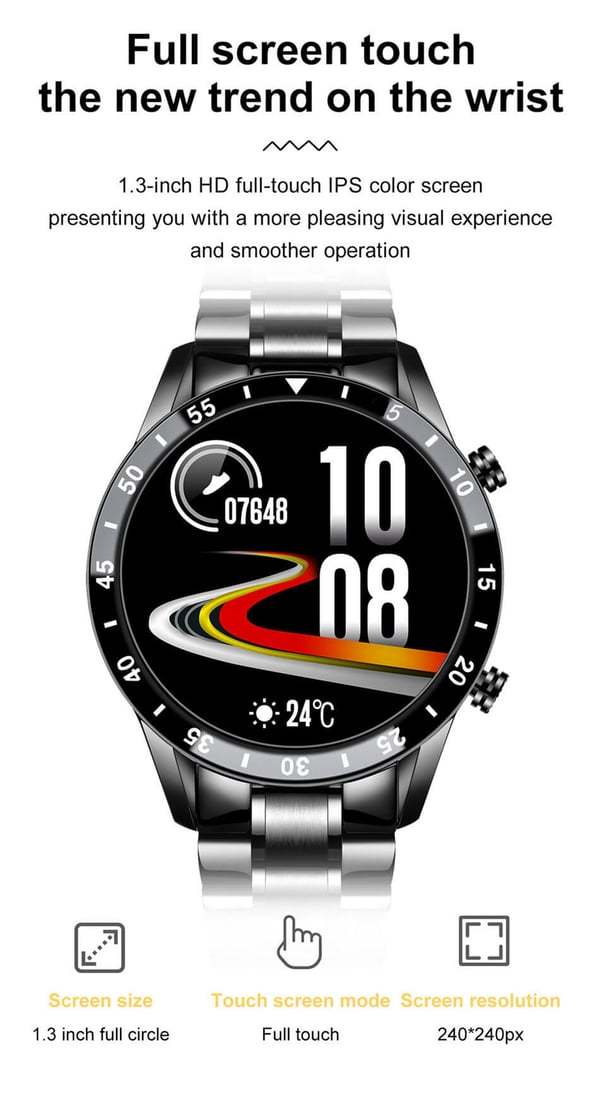 Multifunctional Casual Smart Watch with Bluetooth for Men/Women