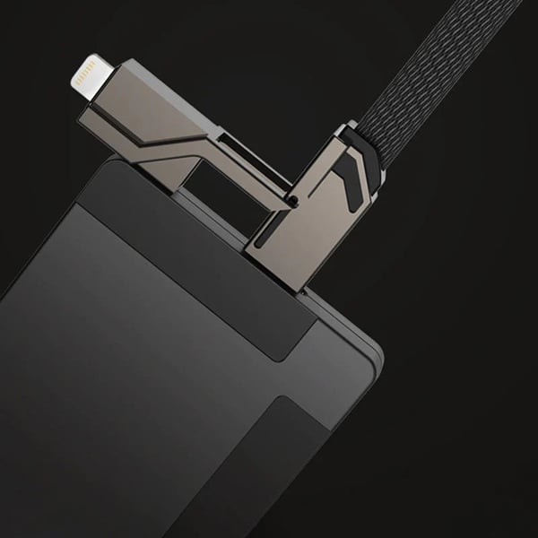 4-u-1 ravno pleteni protiv-zapetljajni punjački kabel s Velcro trakom