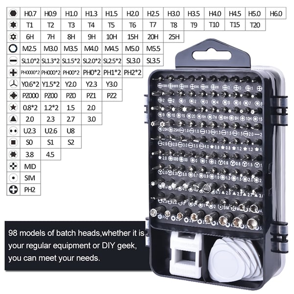 Komplet magnetskih odvijača 115 u 1