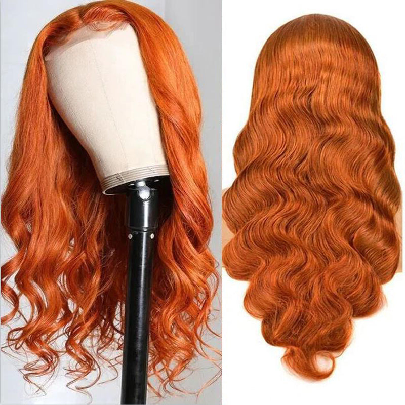 YMS Ginger Orange Body Wave Lace Frontal Wigs Human Hair Glueless Closure Wigs Pre Plucked with Baby Hair