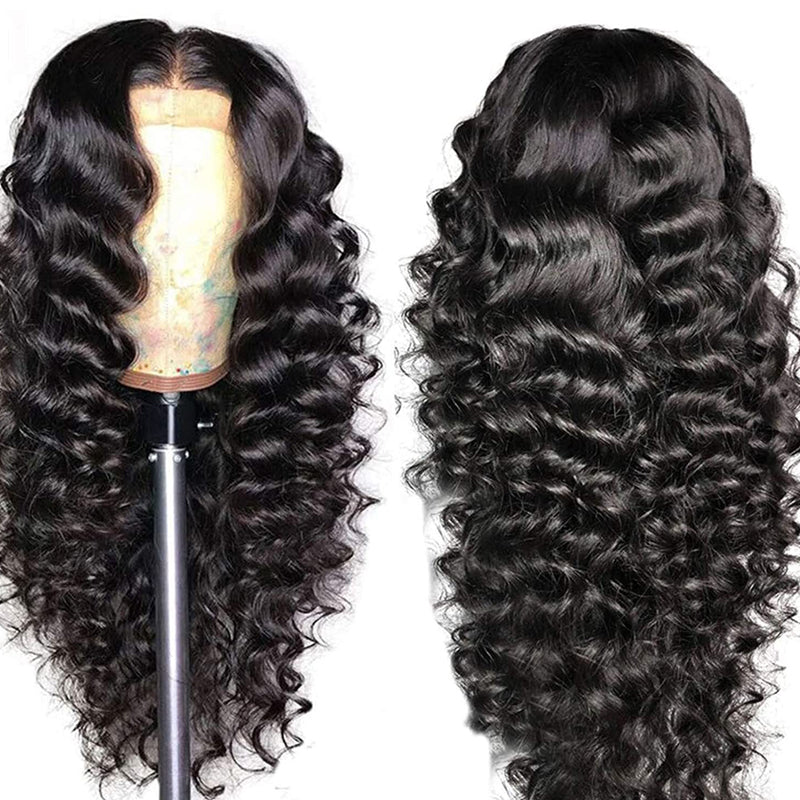 YMS Transparent Lace Human Hair Wigs Loose Deep Wave 13x4 Lace Frontal Wigs for Black Women Pre Plucked with Baby Hair