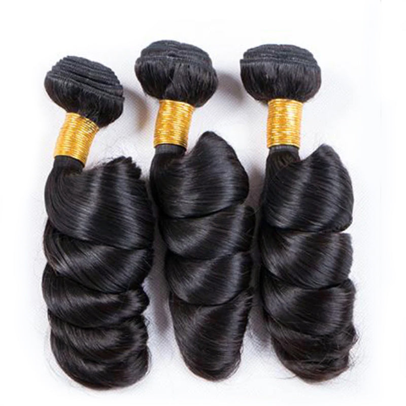 YMS 10A Loose Wave Bundles With Closure Peruvian Hair Bundles 3 Pcs/Lot With Closure 100% Virgin Remy Human Hair Extensions Weft Hair