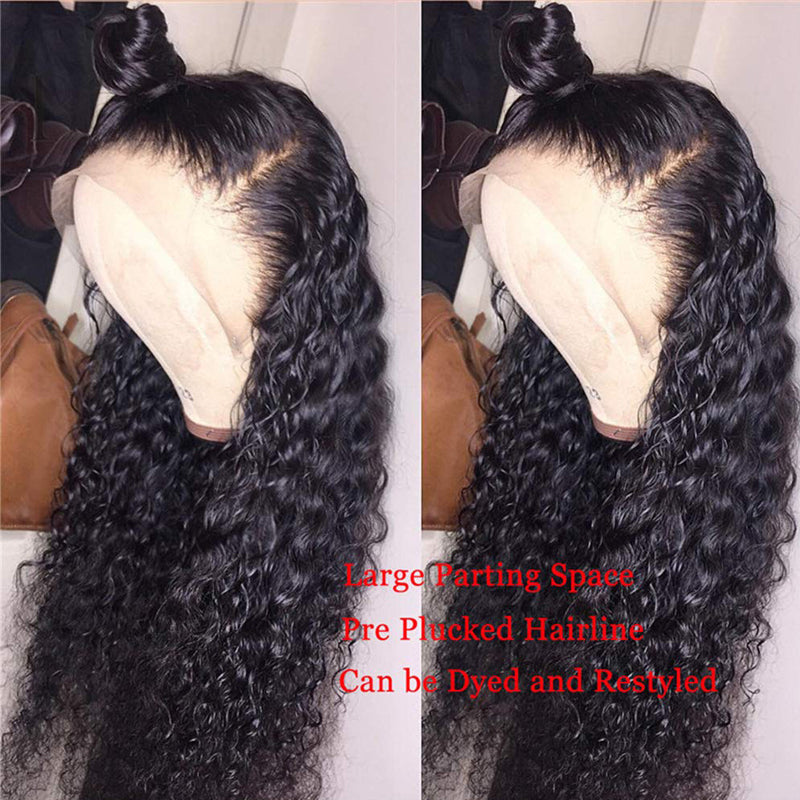 YMS Water Wave Lace Frontal Wigs Human Hair 13x4 Lace Frontal Curly Wigs Wet and Wavy Brazilian Unprocessed Virgin Human Hair Wigs Pre Plucked with Baby Hair