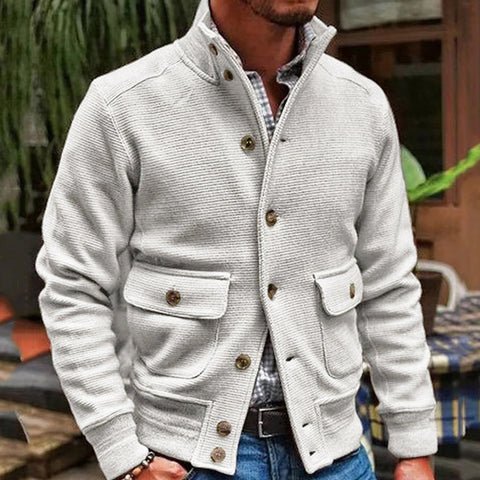 Lucisdream Fashion Men's Stand Collar Comfortable Button Slim Jacket