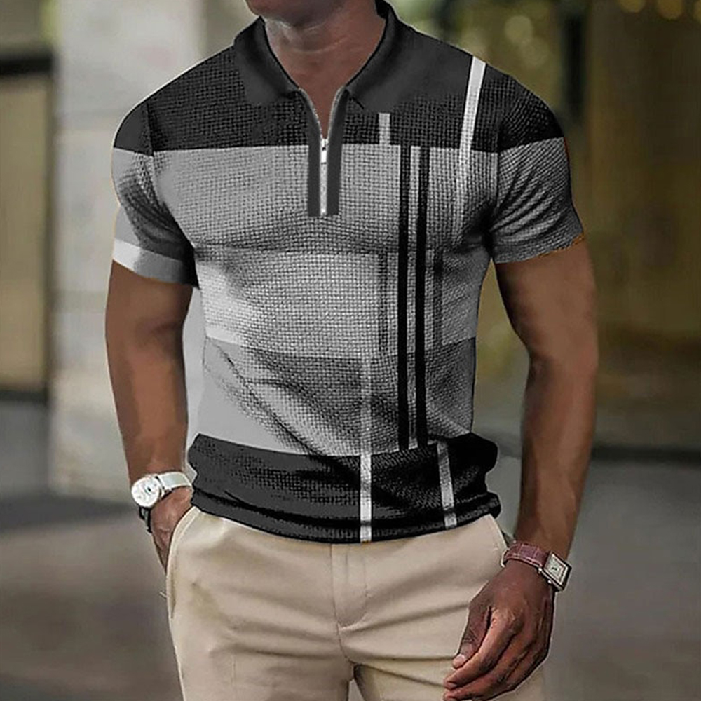 Lucisdream Summer Fashion Men's Color Block Polo Shirt