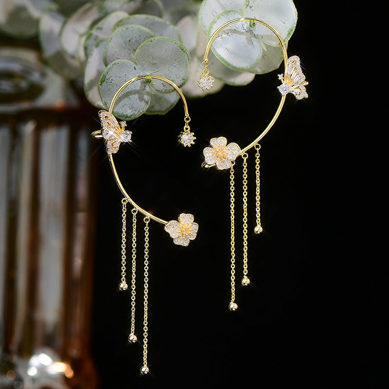 Butterfly Tassel Style Zircon Earrings