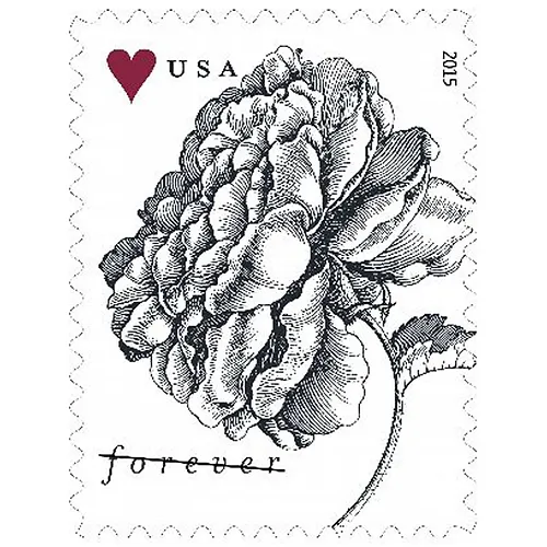2015 Engraved Vintage Rose Forever First Class Postage Stamps