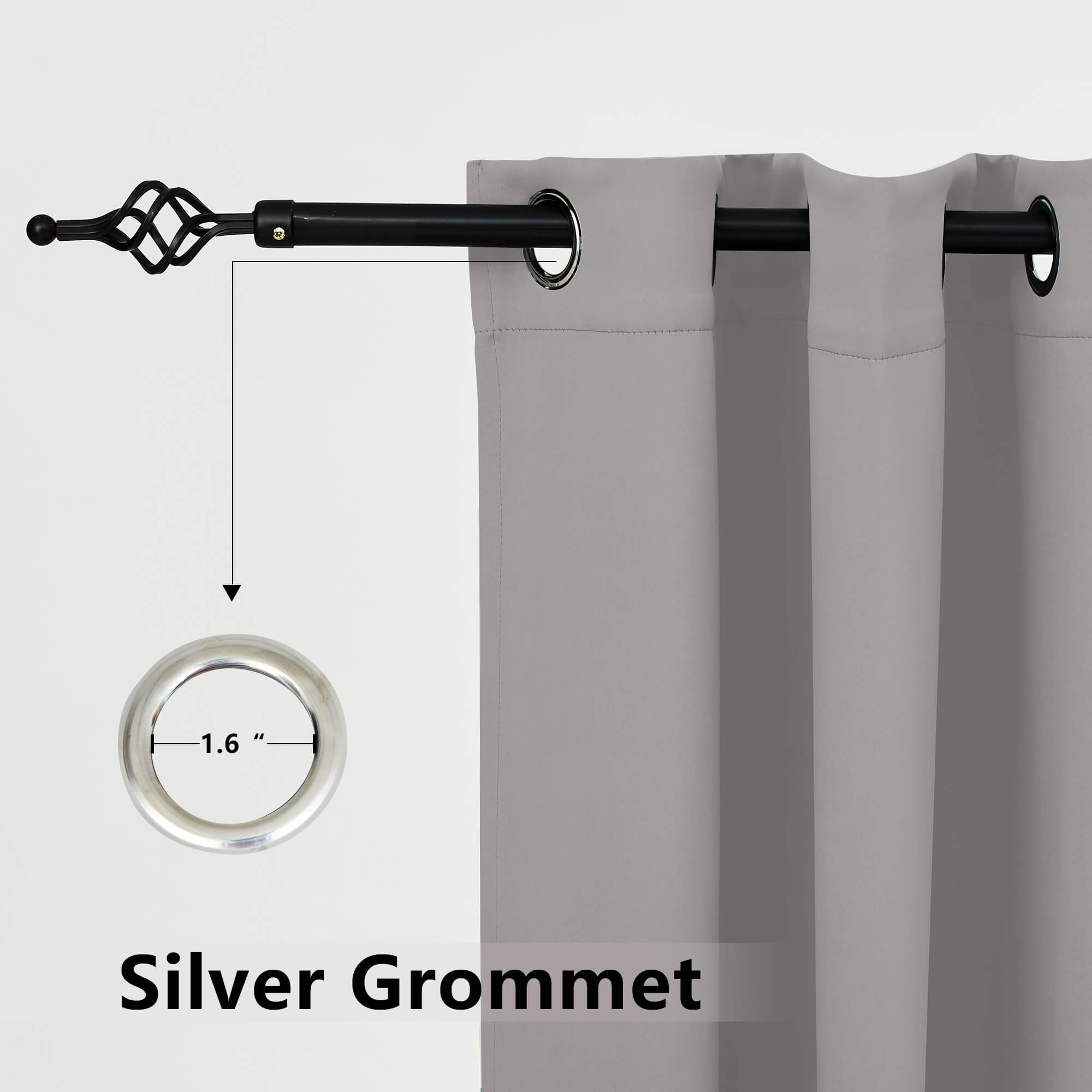 Snowcity Outdoor Curtains Waterproof Grommet Top & Bottom 1 Panel - Light Gray