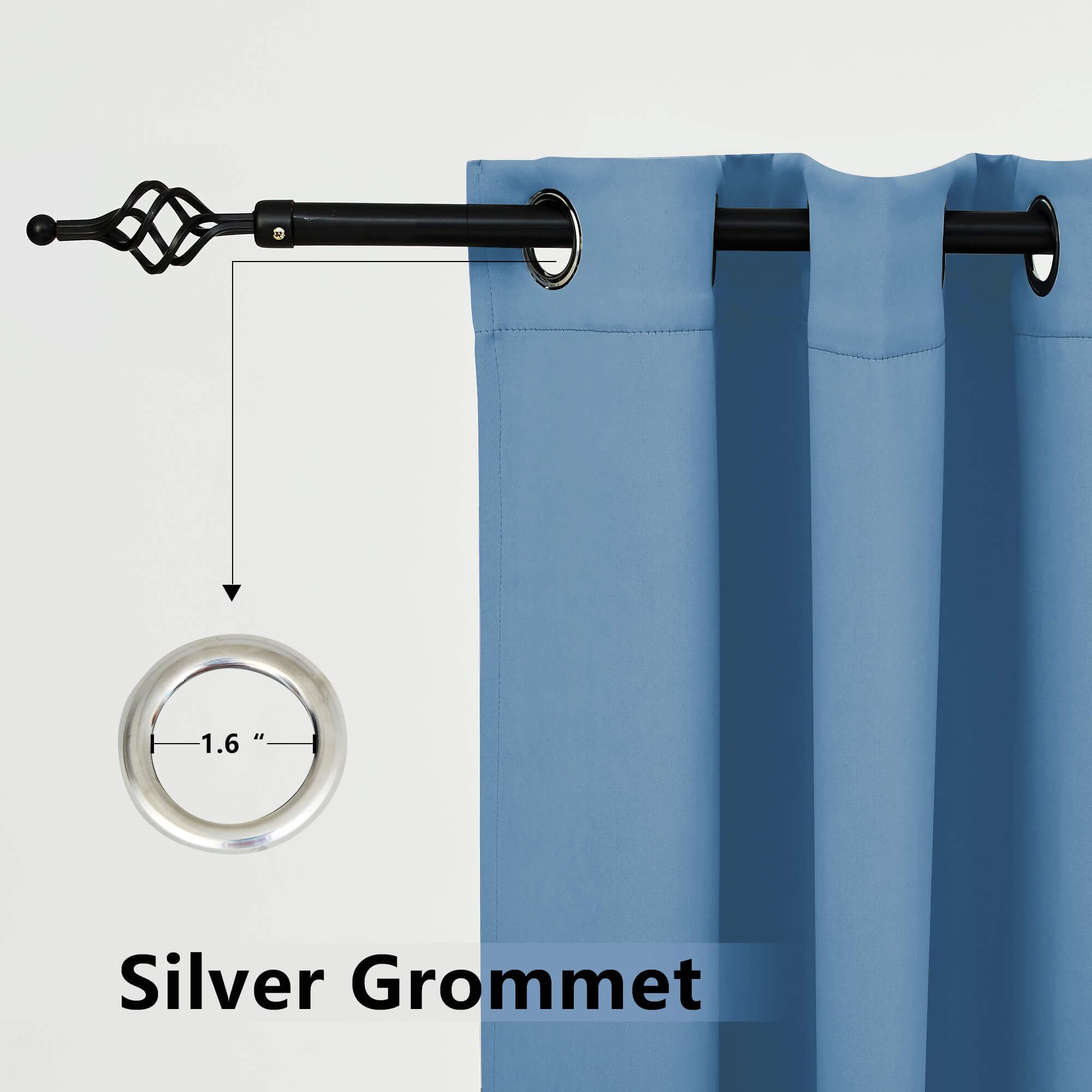 Snowcity Outdoor Curtains Waterproof Grommet Top & Bottom 1 Panel - Saphhire Blue