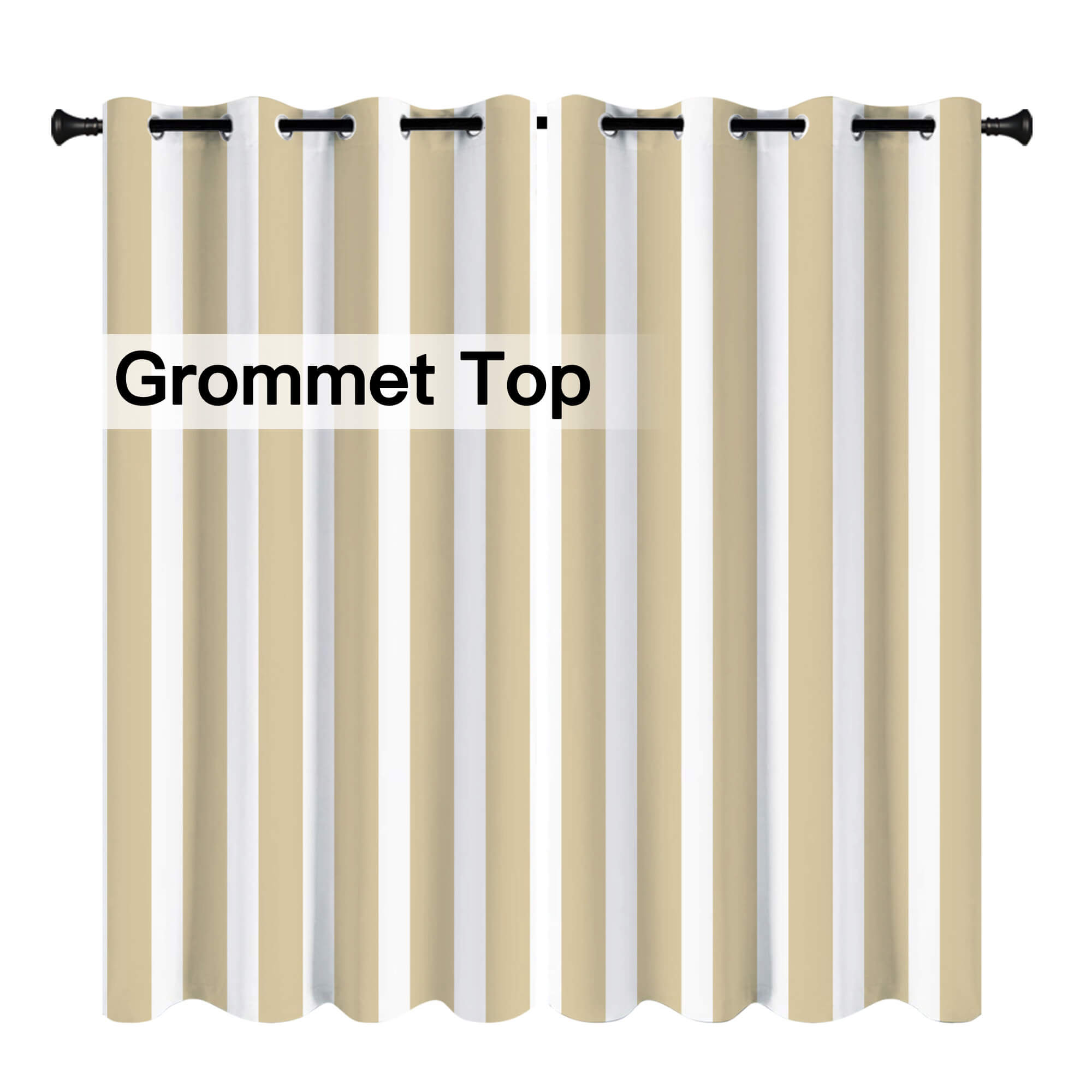Beige Stripe Curtains/Drapes 1 Panel | Waterproof Curtains Grommet Top & Bottom  | Custom Outdoor Curtains
