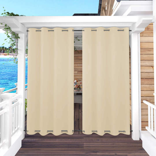 SNOWCITY Outdoor Curtains Waterproof Grommet Top & Bottom for Patio