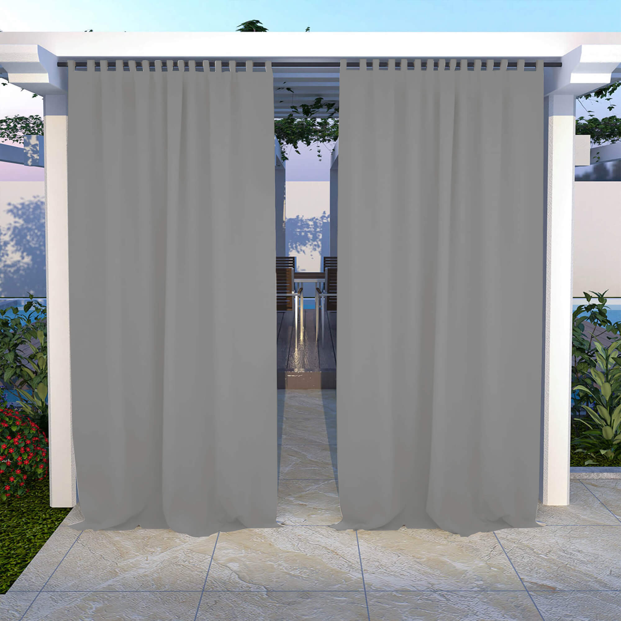 Outdoor Curtains Waterproof Tab Top 1 Panel - Light Gray