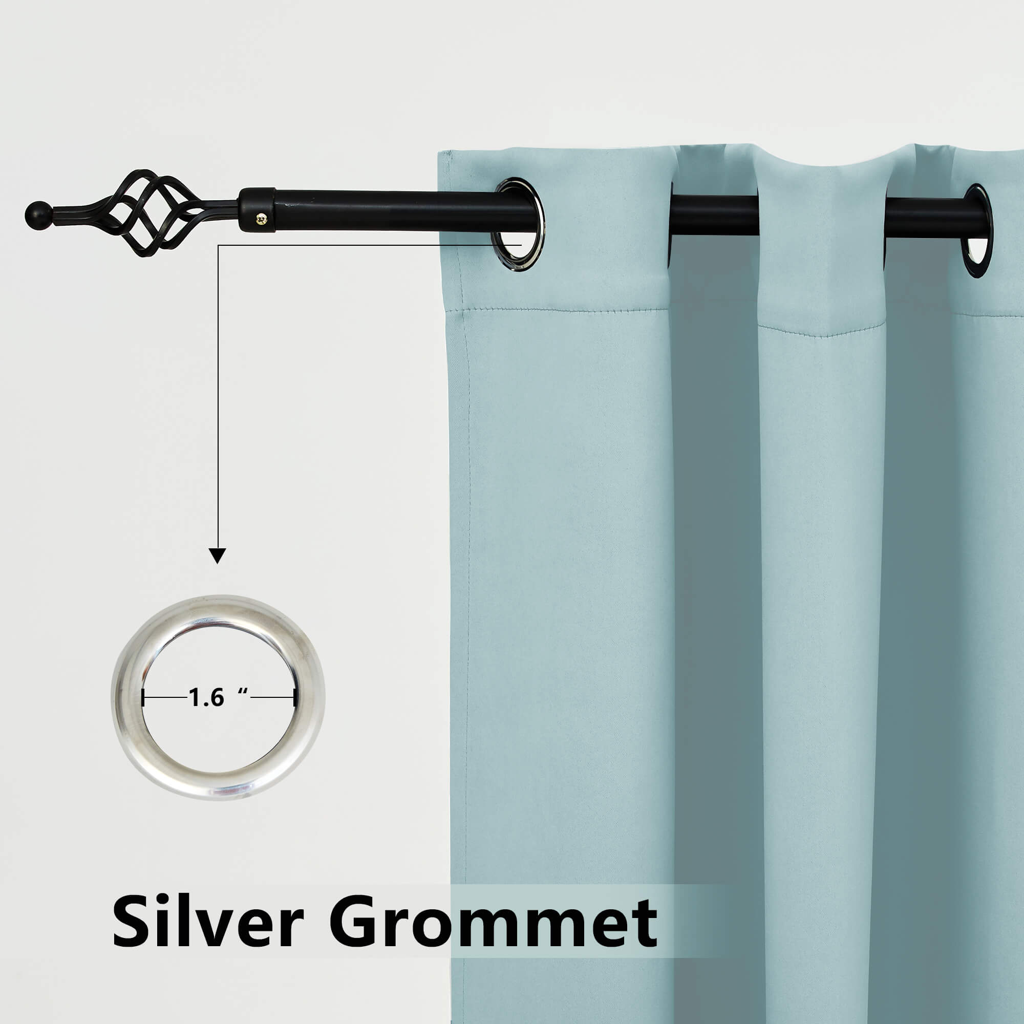 Snowcity Thermal Curtains/Drapes 1 Panel Pale Blue | Waterproof Curtains Grommet/Tab Top | Custom Blackout Curtains