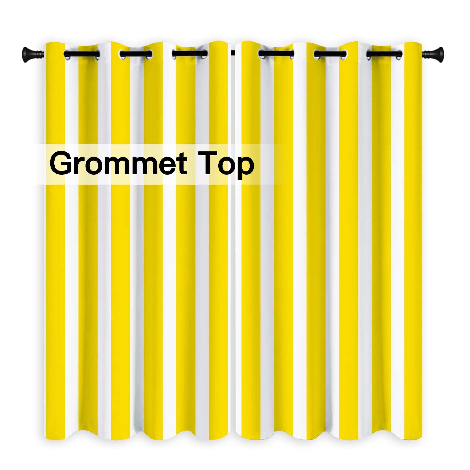 Yellow Stripe Curtains/Drapes 1 Panel | Waterproof Curtains Grommet Top & Bottom | Custom Outdoor Curtains